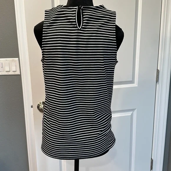Savanna Jane Small Black and White Stripe  Embroidered Floral Tank Top - Picture 3 of 6